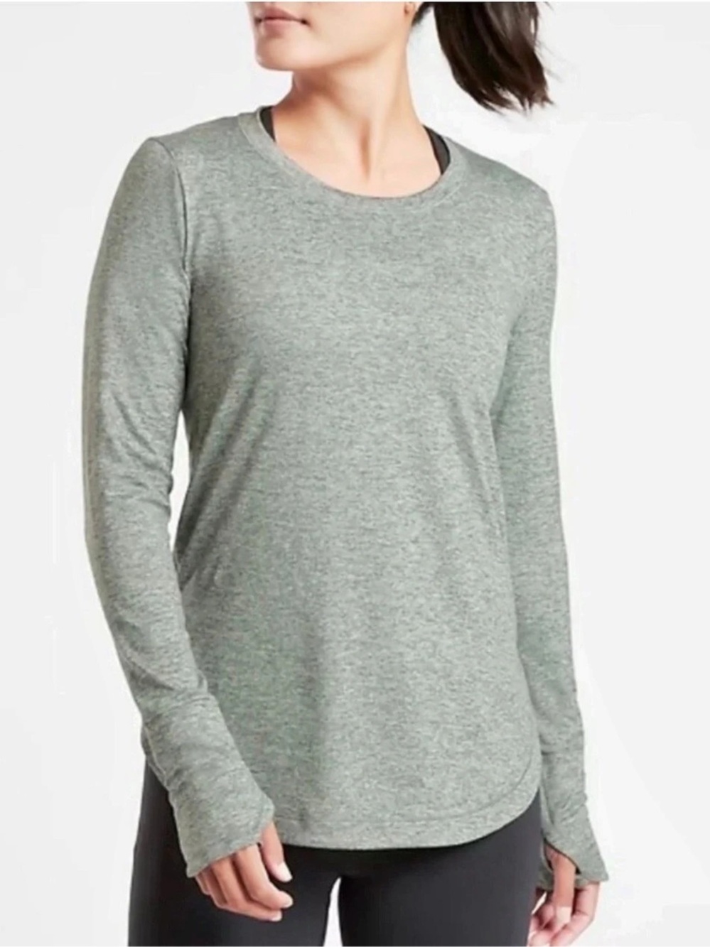 Athleta Women's Uptempo Green Long Sleeve Top Size S Activewear Athleisure Gym